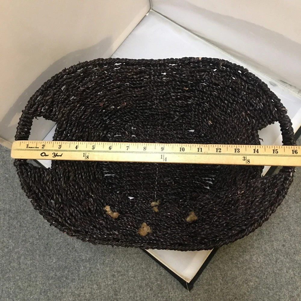 Woven Storage Basket Unisex Large Espresso Chalkboard Label Handle Cottagecore